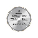 Disco sierra 7-1/4' p/madera, 60 dientes centro 5/8', PRETUL