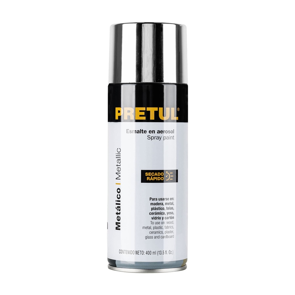 Pintura en aerosol metálica, cromo, 400 ml, PRETUL