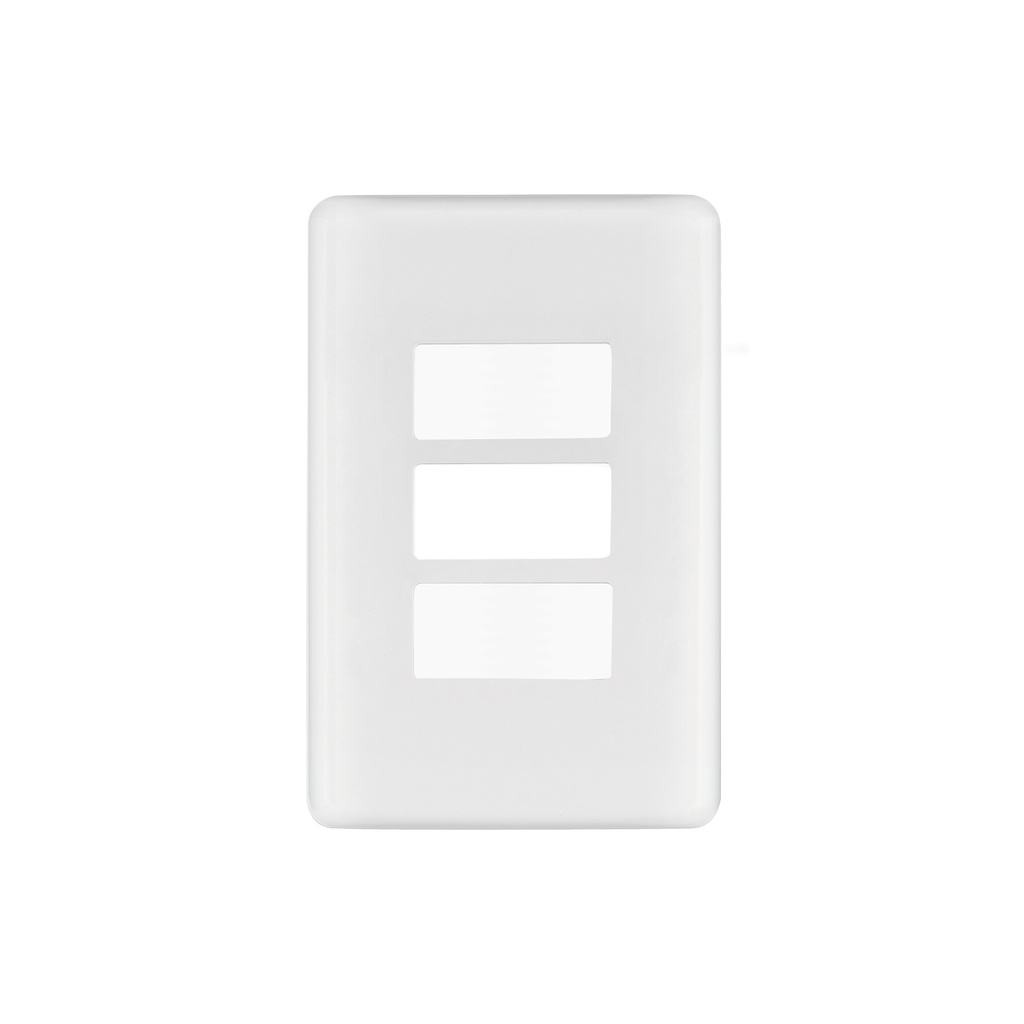 Placa 3 módulos de ABS, blanca, VOLTECK BASIC