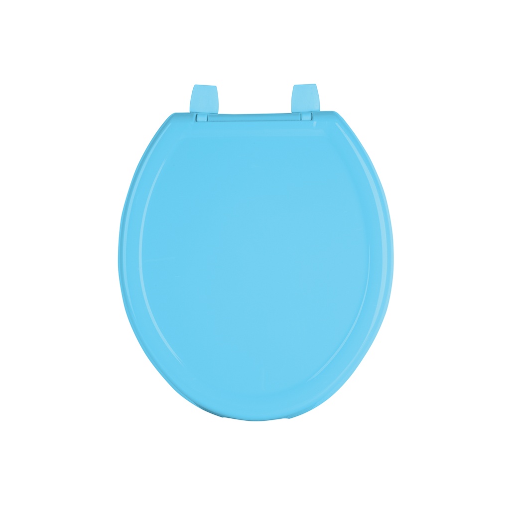 Asiento redondo ligero con tapa para WC, azul, FOSET BASIC