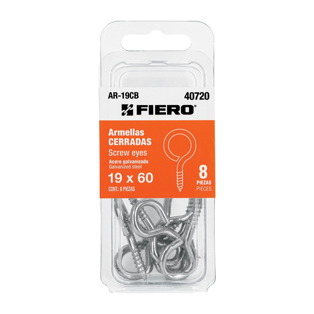 Blíster con 8 armellas cerradas de 19 x 60, FIERO