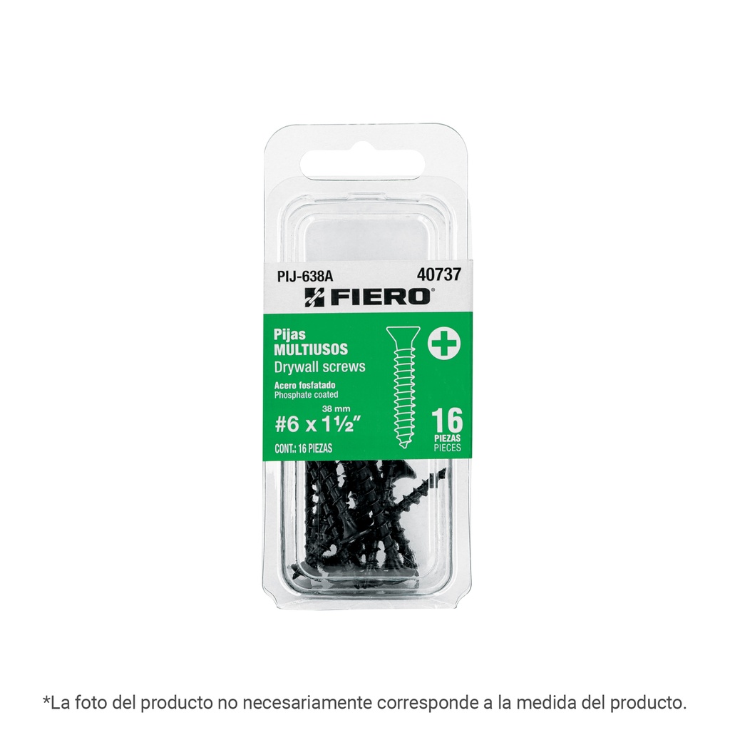 Blíster con 20 pijas #6 x 1' multiusos, FIERO