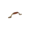 Jaladera metálica de 76mm latón antiguo, inserto tipo madera