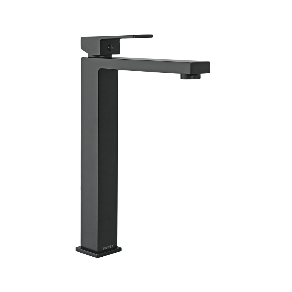 Monomando alto para lavabo, negro, FOSET KUBO