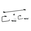 Juego de 6 accesorios para baño, negro, FOSET KUBO