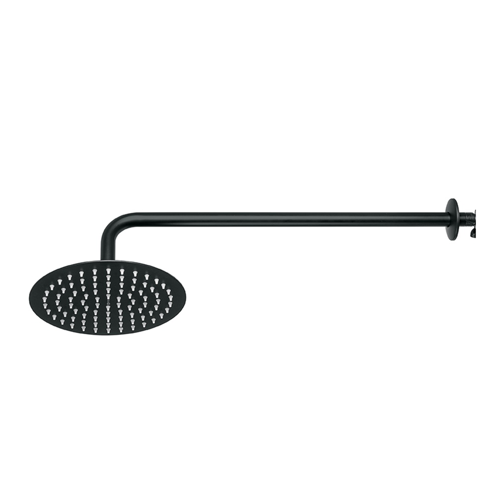 Regadera plato redondo 8' con brazo, negro, FOSET RIVIERA