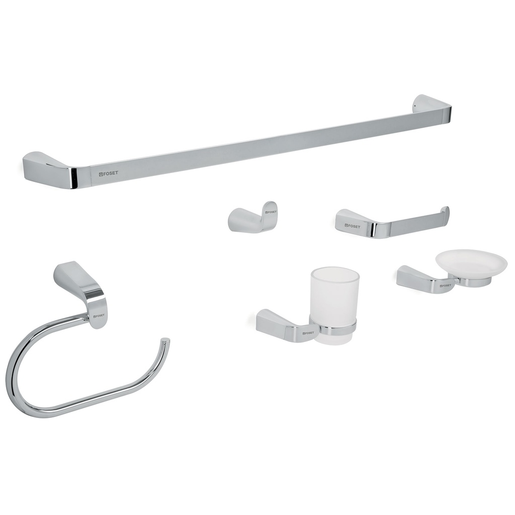 Juego de 6 accesorios para baño acabado cromo, RIVIERA