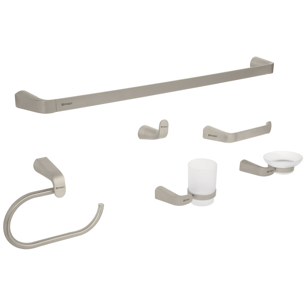 Juego de 6 accesorios para baño acabado satín, RIVIERA