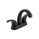 Mezcladora lavabo 4' negro, nariz curva, palanca, AQUA