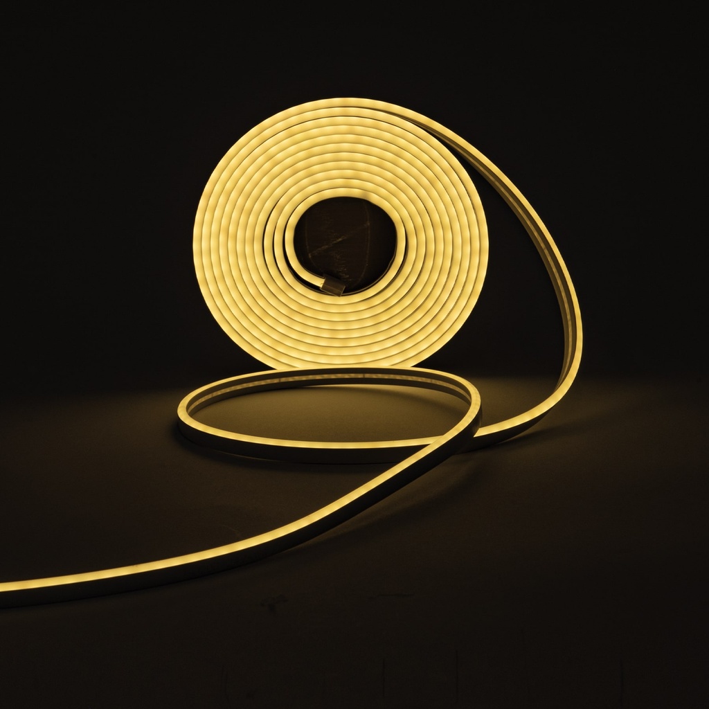 Tira flex LED neón 14 W para interior y exterior, 5 m, ámbar