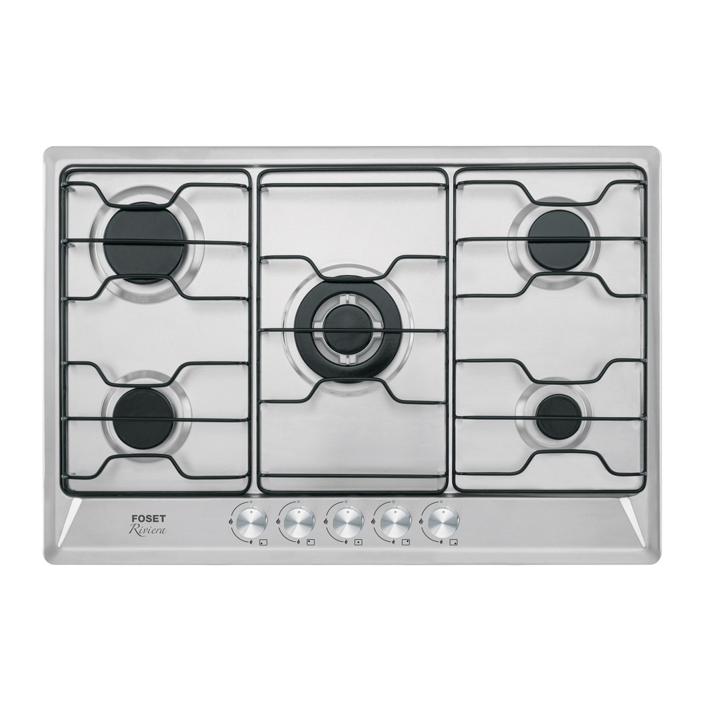 Parrilla gas empotrable 75 cm, 5 quemadores, esmalte, FOSET