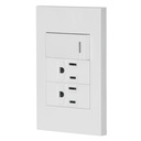 Placa armada 1 interruptor, 2 contactos,1mod,Española,blanco