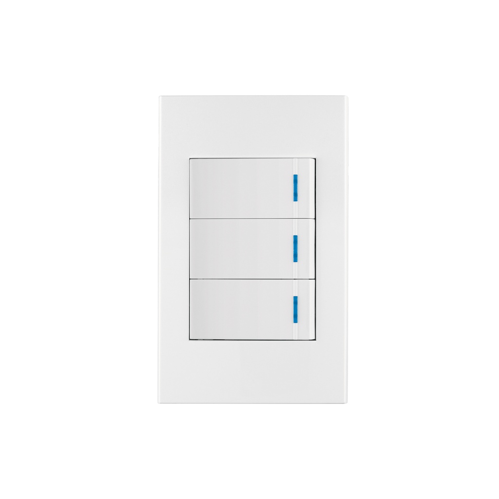 Placa armada 3 interruptores, 1 módulo, Española, blanco