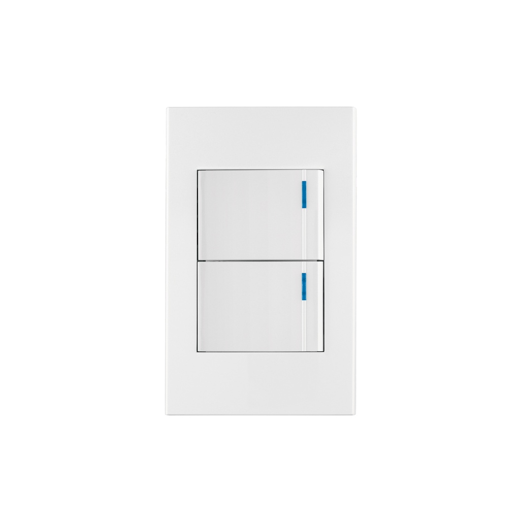 Placa armada 2interruptores 1de 3vías,1.5mod,Española blanco