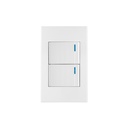 Placa armada 2interruptores 1de 3vías,1.5mod,Española blanco
