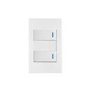 Placa armada 2 interruptores 1de 3vías,1 mod,Española,blanco
