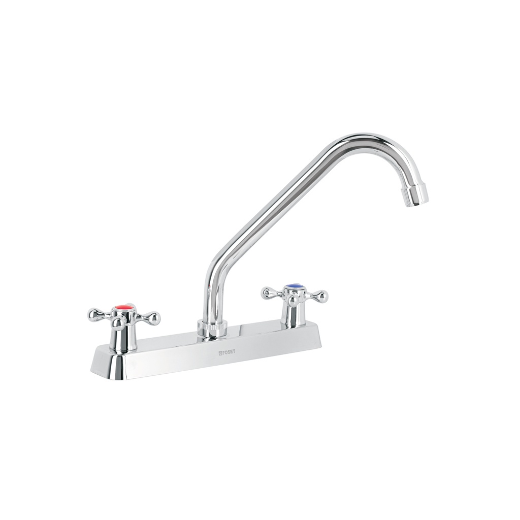 Mezcladora 8' fregadero cromo, cuello largo, cruceta, BASIC