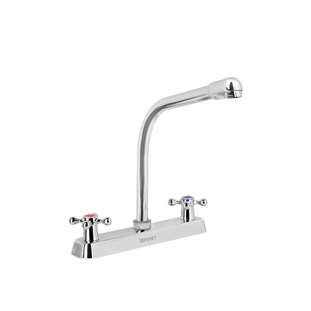 Mezcladora 8' fregadero cromo, cuello cobra, cruceta, BASIC