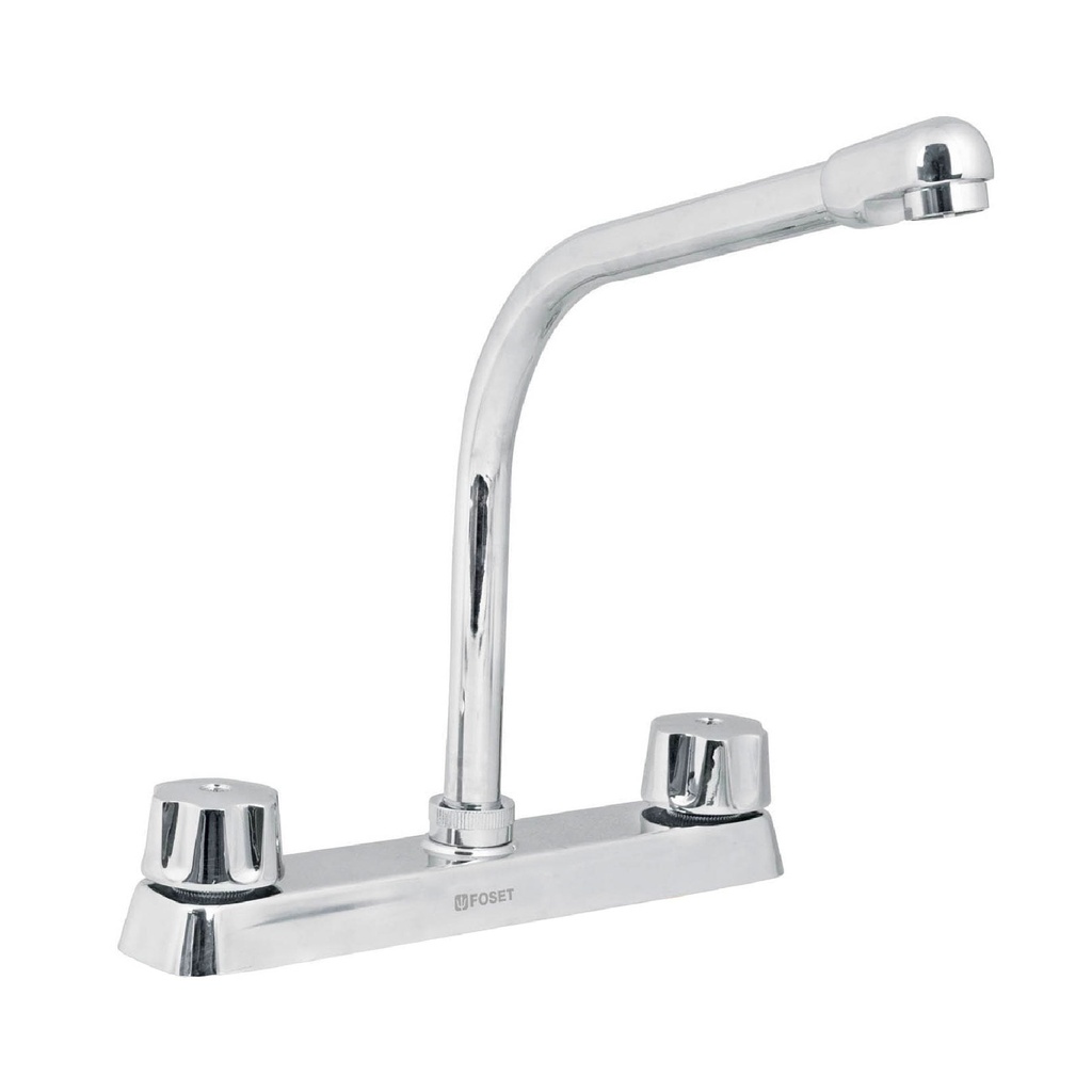 Mezcladora 8' fregadero cromo, cuello cobra,compresión,BASIC