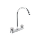 Mezcladora 8' fregadero cromo, cuello curvo, acrílico, BASIC
