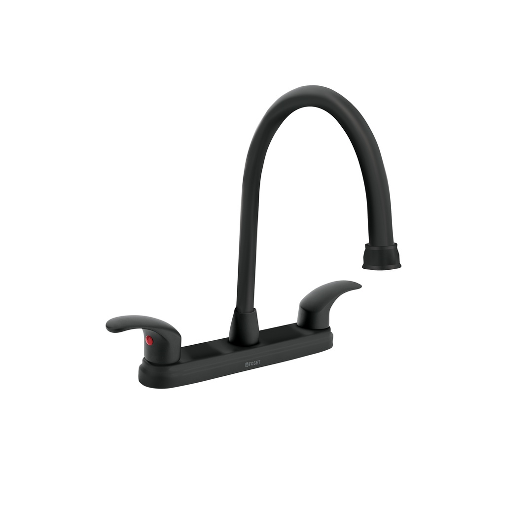 Mezcladora fregadero 8' negro, cuello largo, palanca, AQUA