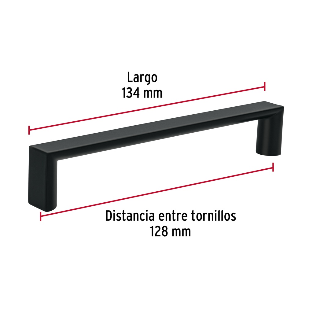 Jaladera de 128mm, línea Andamio, negro, HERMEX