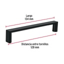 Jaladera de 128mm, línea Andamio, negro, HERMEX