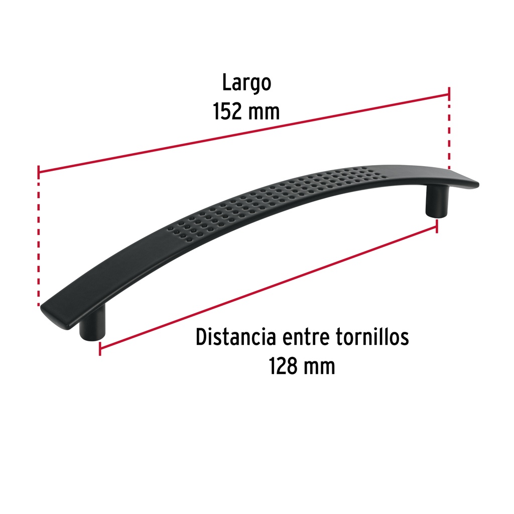 Jaladera de 128mm, línea Contempo, negro, HERMEX