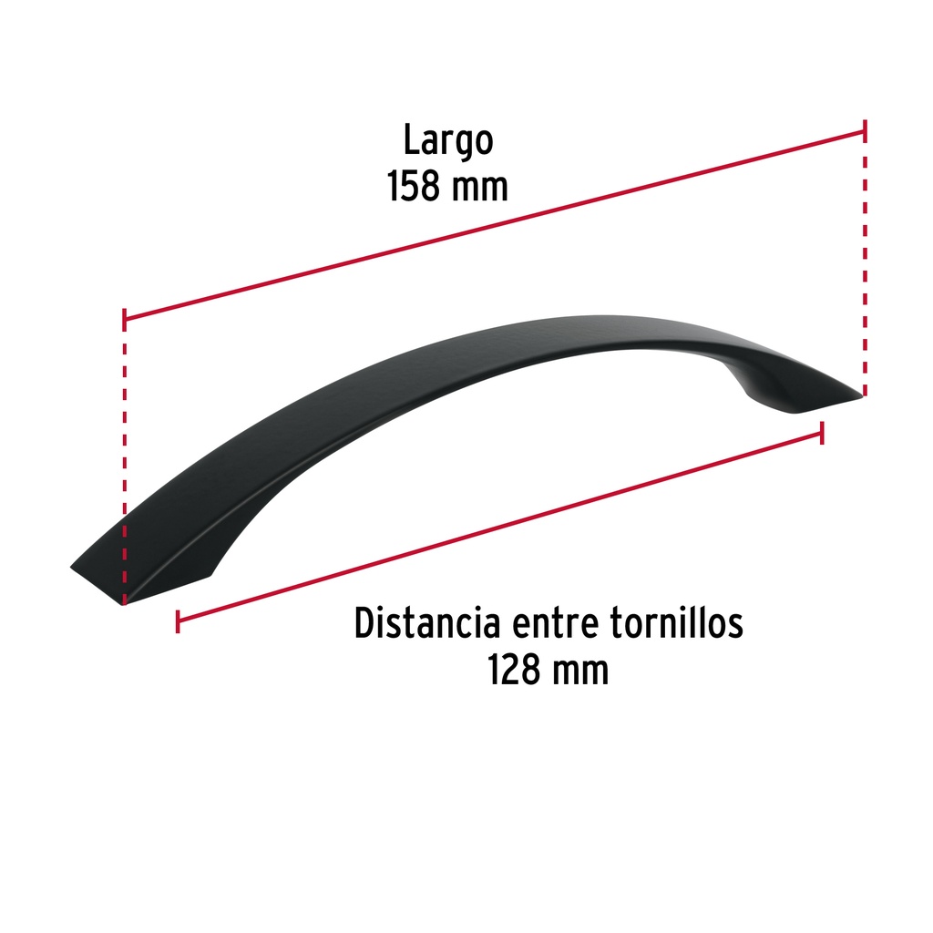 Jaladera de 128mm, línea Moderna, negro, HERMEX