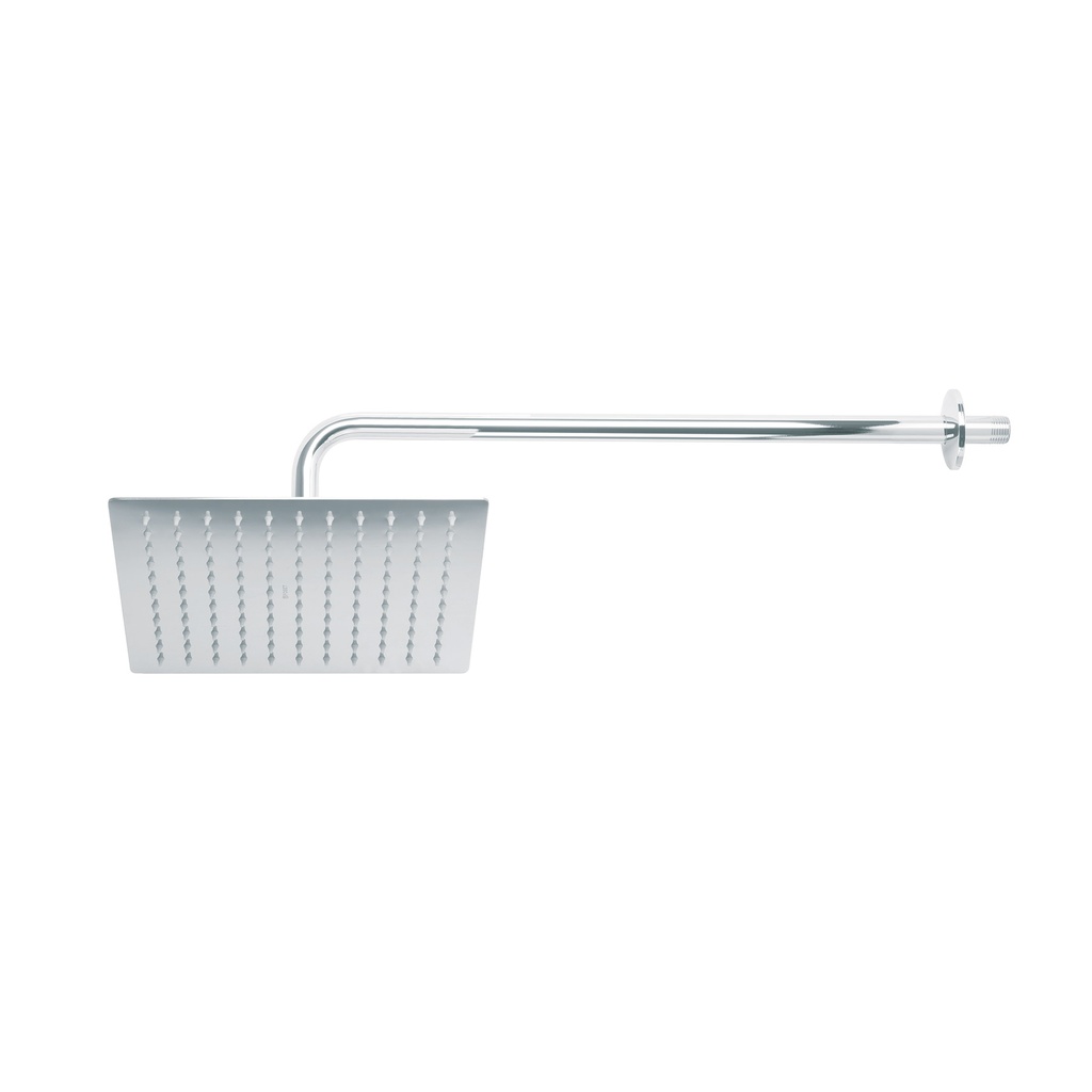 Regadera plato cuadrado 10' con brazo, cromo, FOSET RIVIERA