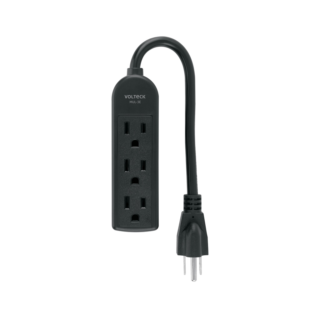 Multicontacto doméstico 3 entradas, negro VOLTECK