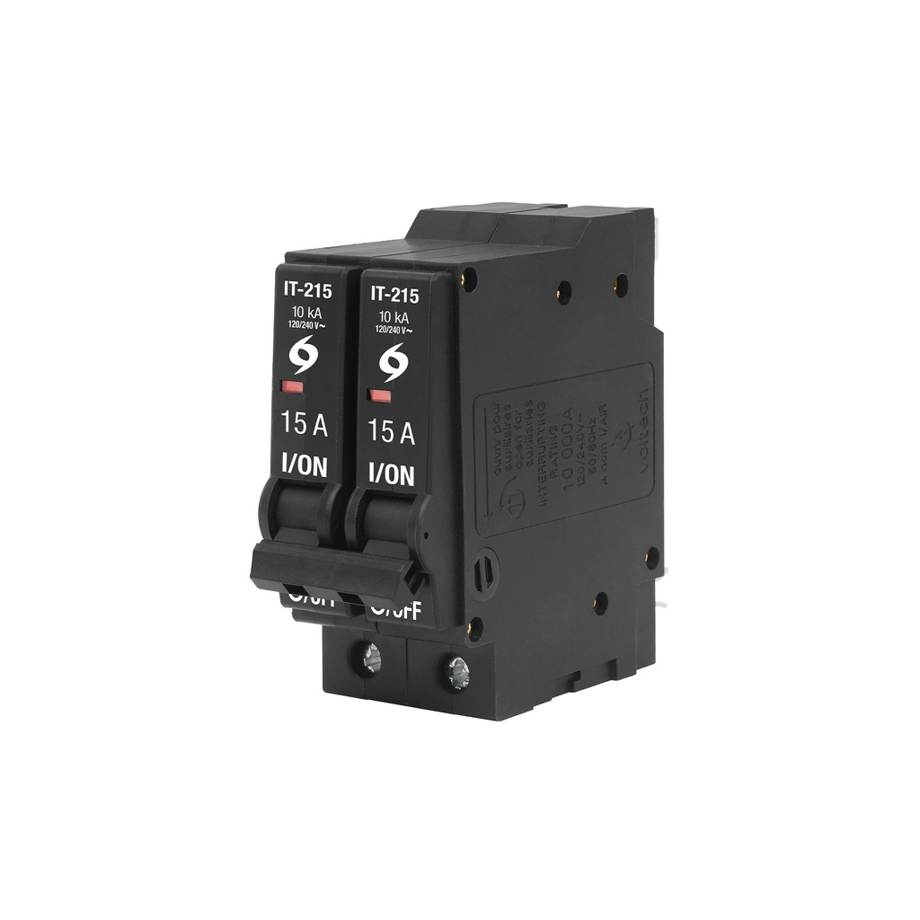 Interruptor de 2 polos 15A, enchufable, a granel, VOLTECK