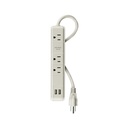 Multicontacto 16 AWG 3 entradas 2 puertos USB supresor 300 J