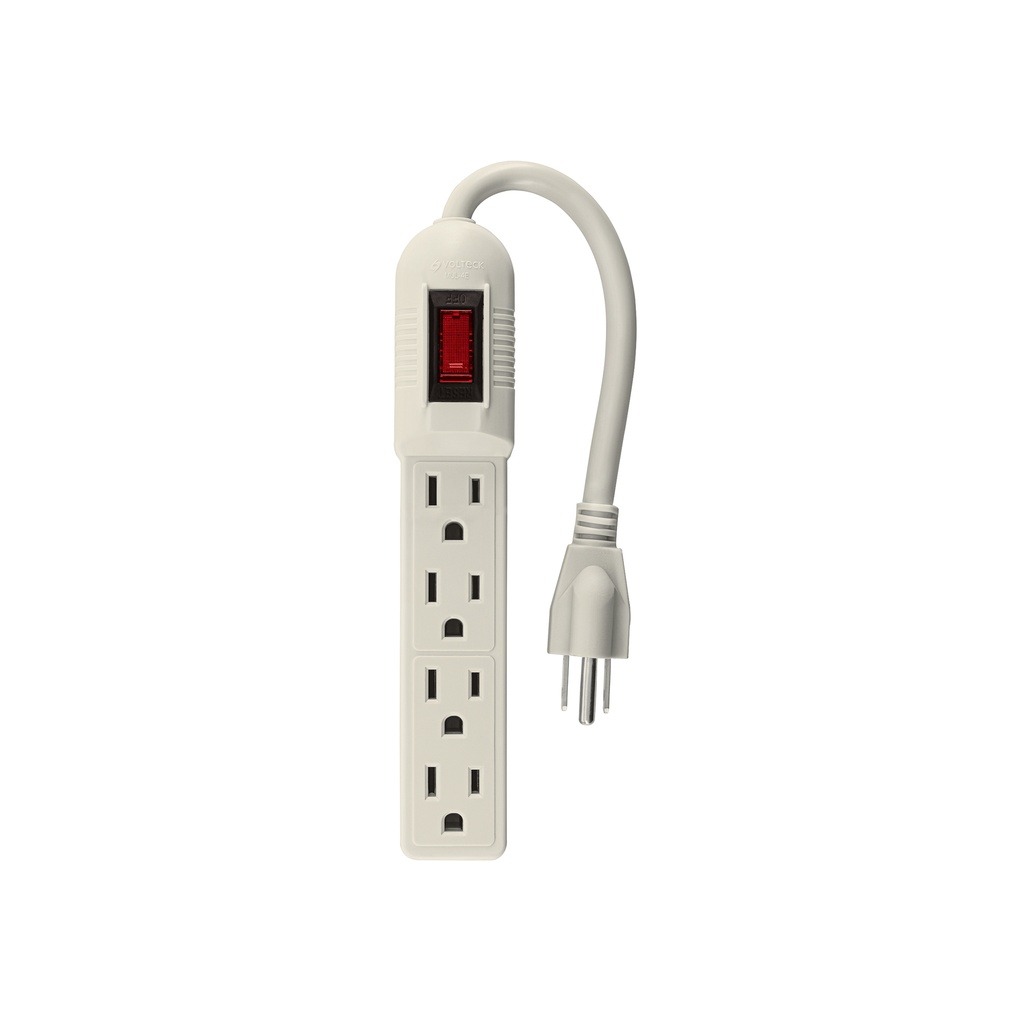 Multicontacto económico 4 entradas, blanco, VOLTECK