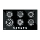 Parrilla gas empotrable 90cm, 6 quem, vidrio negro, RIVIERA