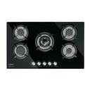 Parrilla gas empotrable 90cm, 5 quem, vidrio negro, RIVIERA