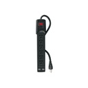 Multicontacto 14 AWG 6 entradas, 2 puertos USB, 850 J, negro