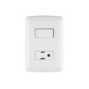 Placa armada contacto e interruptor, blanco, línea Italiana