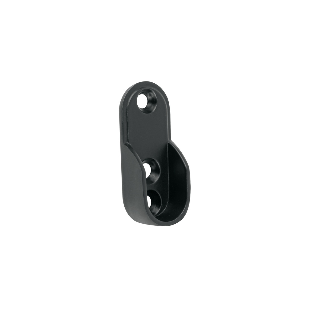 Brida negra para tubo ovalado de closet, HERMEX