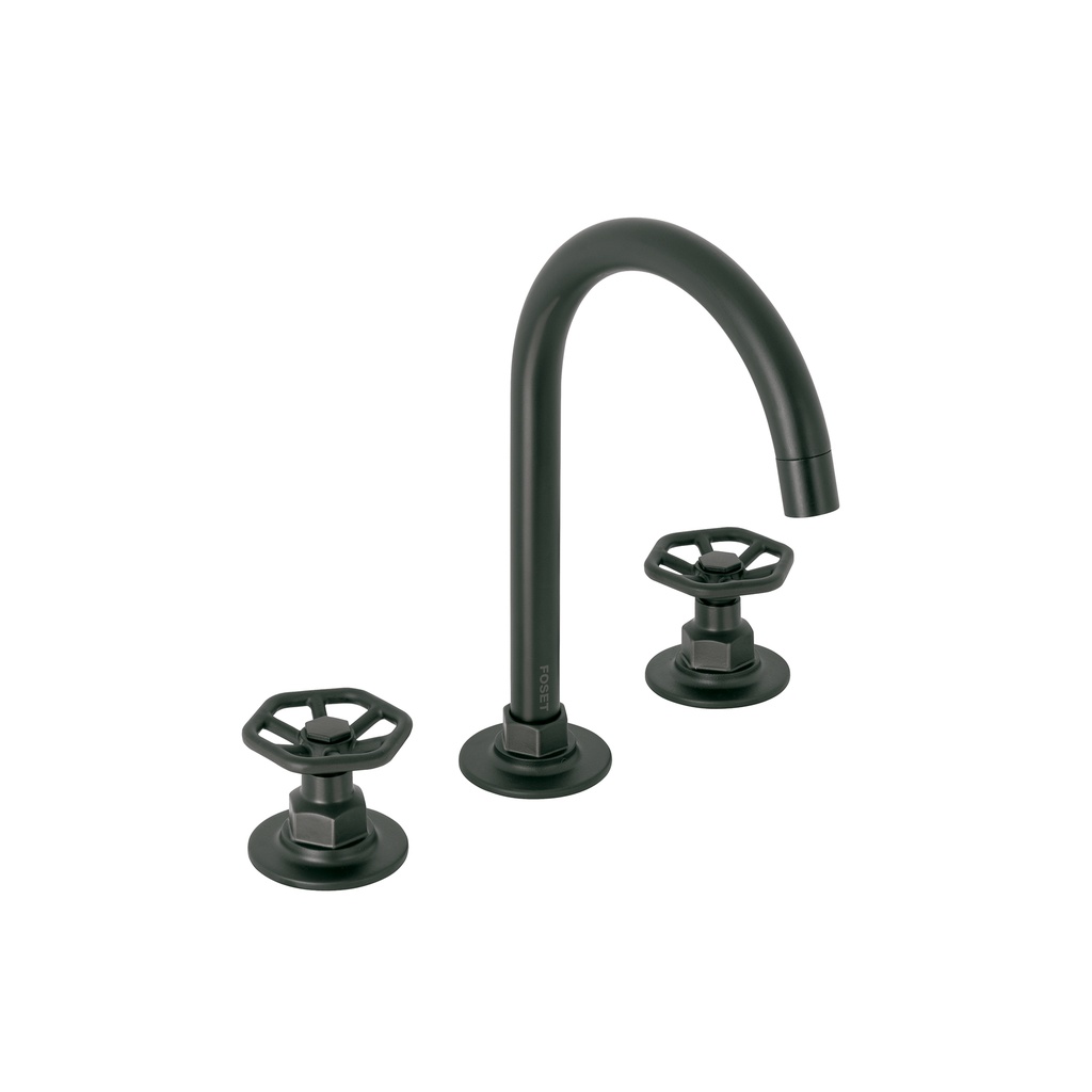 Mezcladora p/lavabo,taladros separados,redondos,negro, TÚBIG