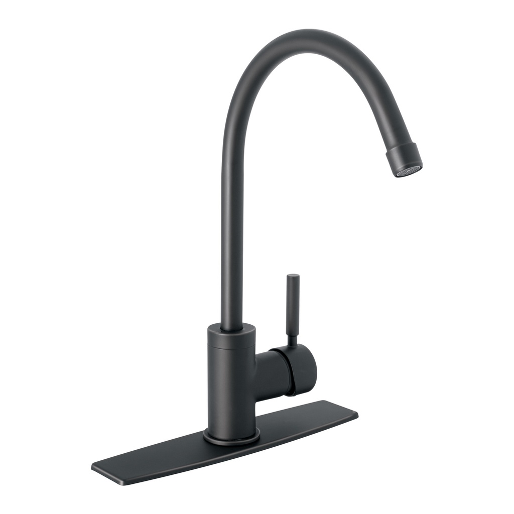 Monomando para fregadero, cuello alto, negro mate, TÚBIG