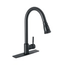 Monomando para fregadero, cuello extraible,negro mate, TÚBIG