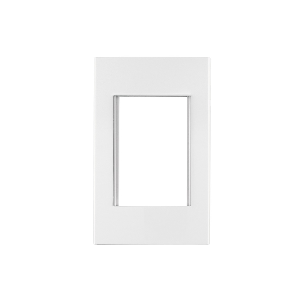Placa 1 ventana, 3 módulos, línea Española, color blanco