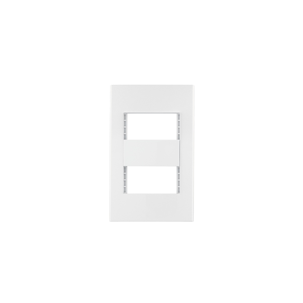 Placa 2 ventanas, 1 módulo, línea Española, color blanco