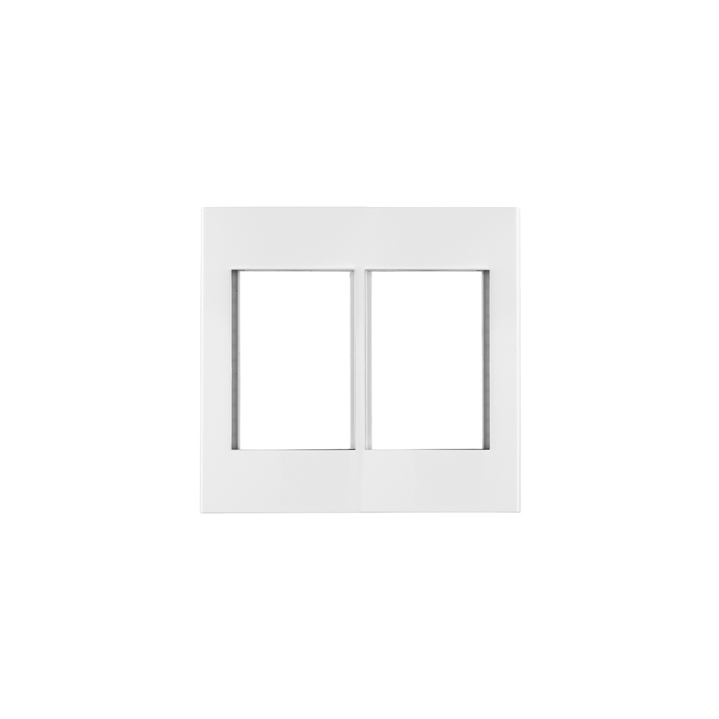 Placa 2 ventanas, 6 módulos, línea Española, color blanco