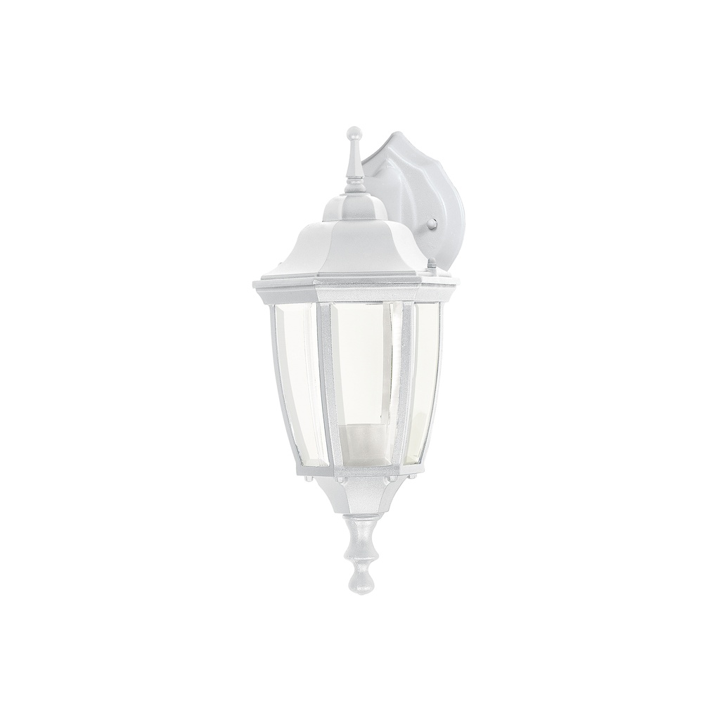 Arbotante tipo farol tradicional suspendido p/exterior, bco.