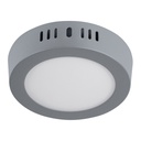 Luminario LED plafón 6W 6500K, redondo, gris, VOLTECK