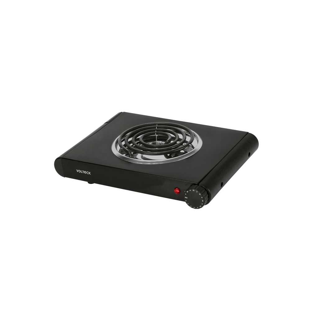 Parrilla eléctrica 1 quemador espiral, negra, VOLTECK