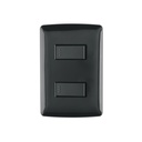 Placa armada, 2 interruptores sencillos,negro,línea Italiana