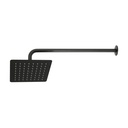 Regadera cuadrada 8', acero inox, con brazo, negro, TÚBIG